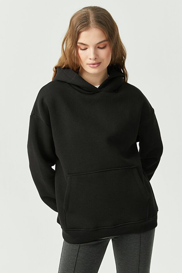 Kadın Oversize Kapüşonlu Sweat Üst - 5