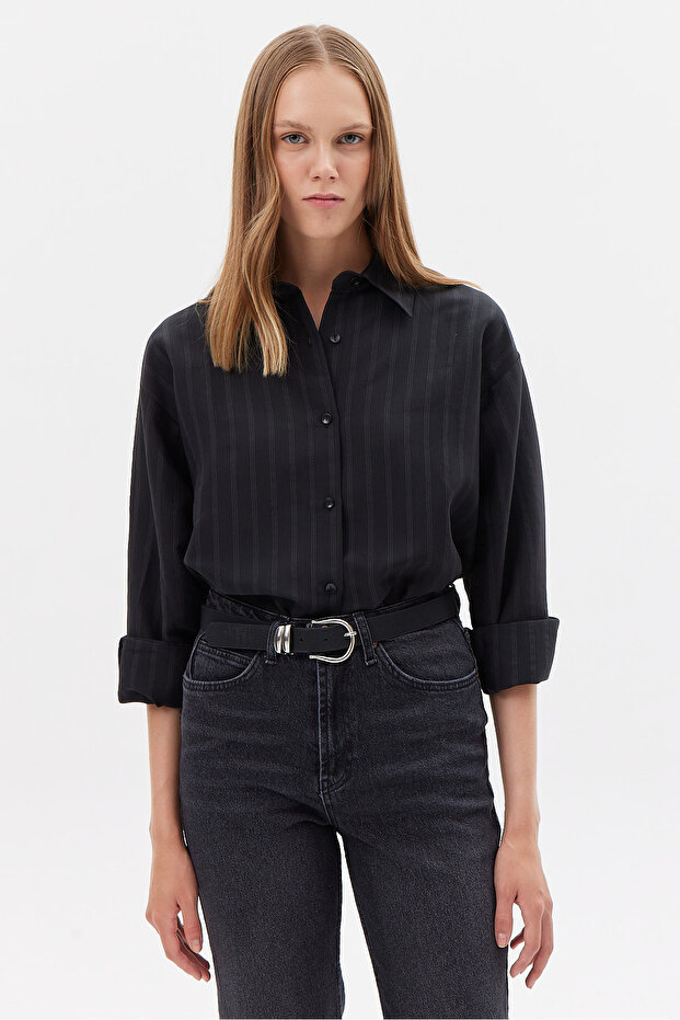Kadın Çizgili Gömlek - 6
