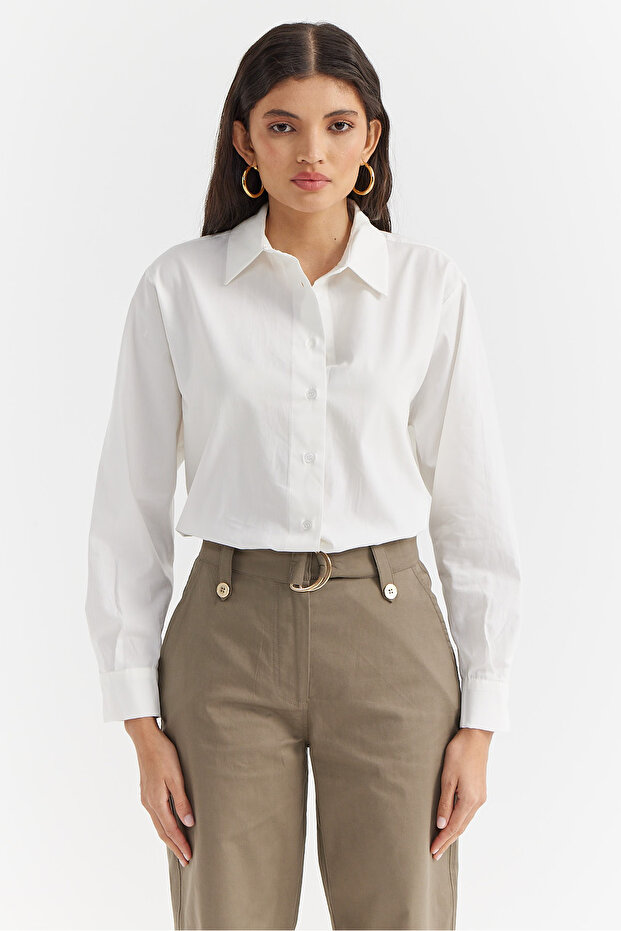 Kadın Pamuklu Gömlek - 1