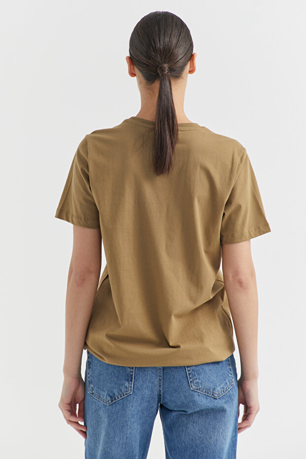 Kadın V Yaka Basic T-shirt - 5