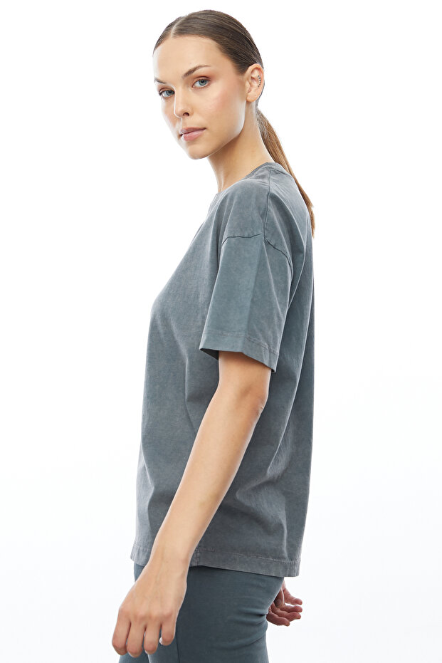 Yıkamalı Basic Oversize T-shirt - 4