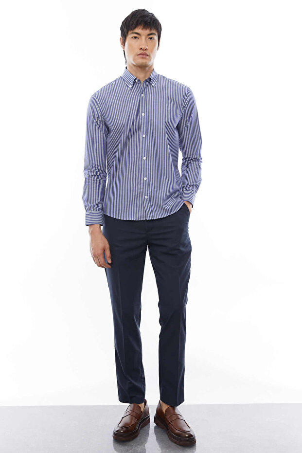 Kalın Çizgili Regular Gömlek - 8