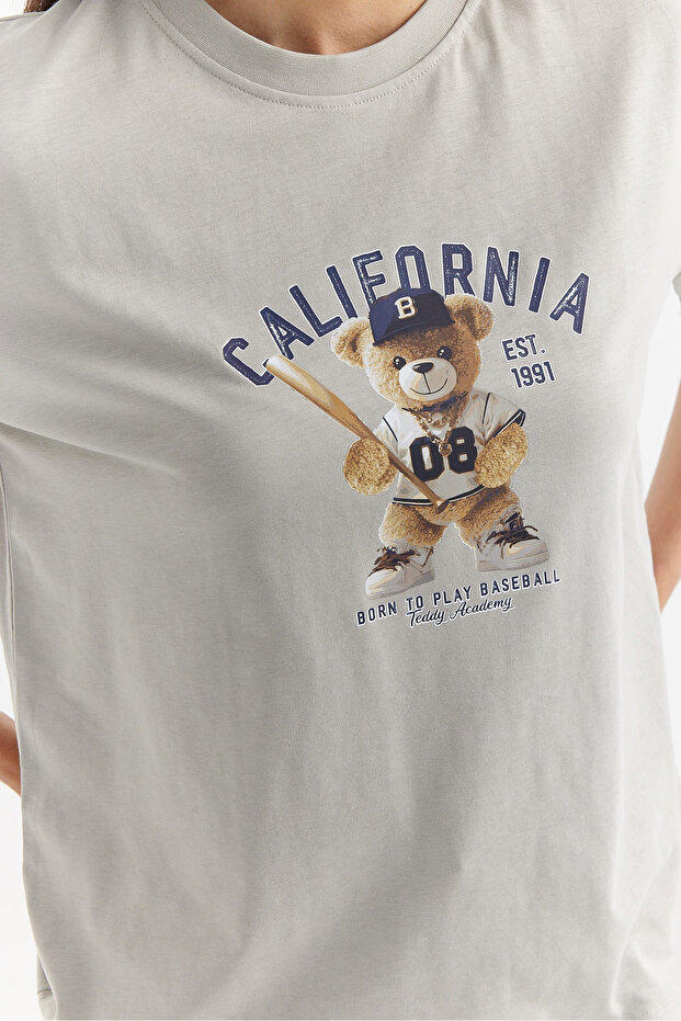 Kadın Basic Baskılı T-shirt - 7