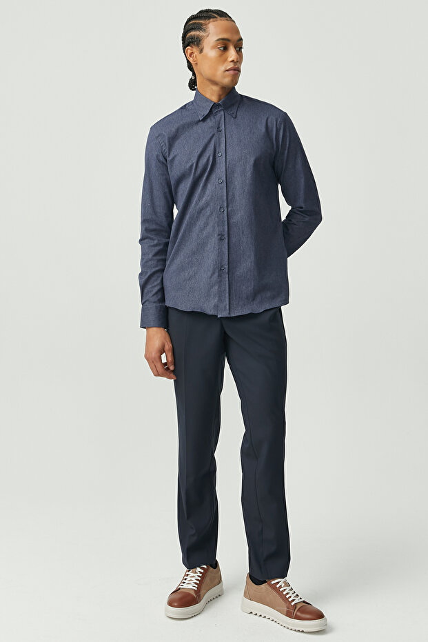 Yaka Düğmeli Regular Gömlek - 6