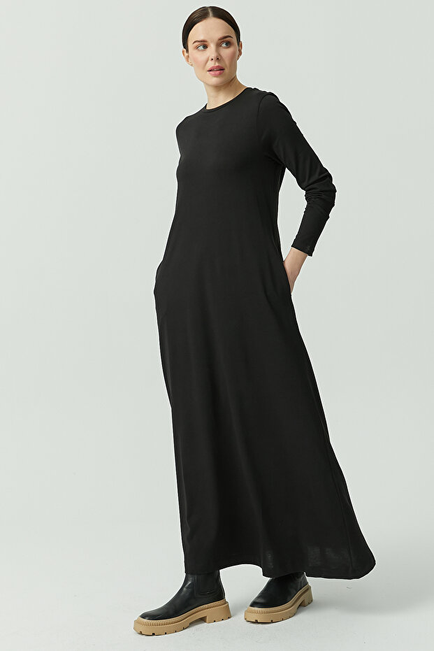 Kadın Uzun Basic Elbise - 1
