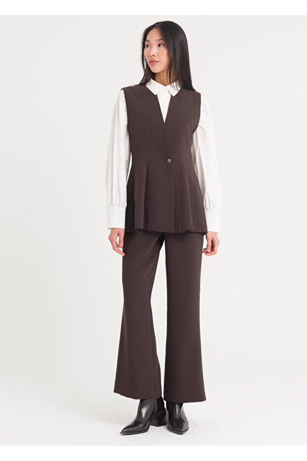 Peplum Düğmeli Yelek - 2