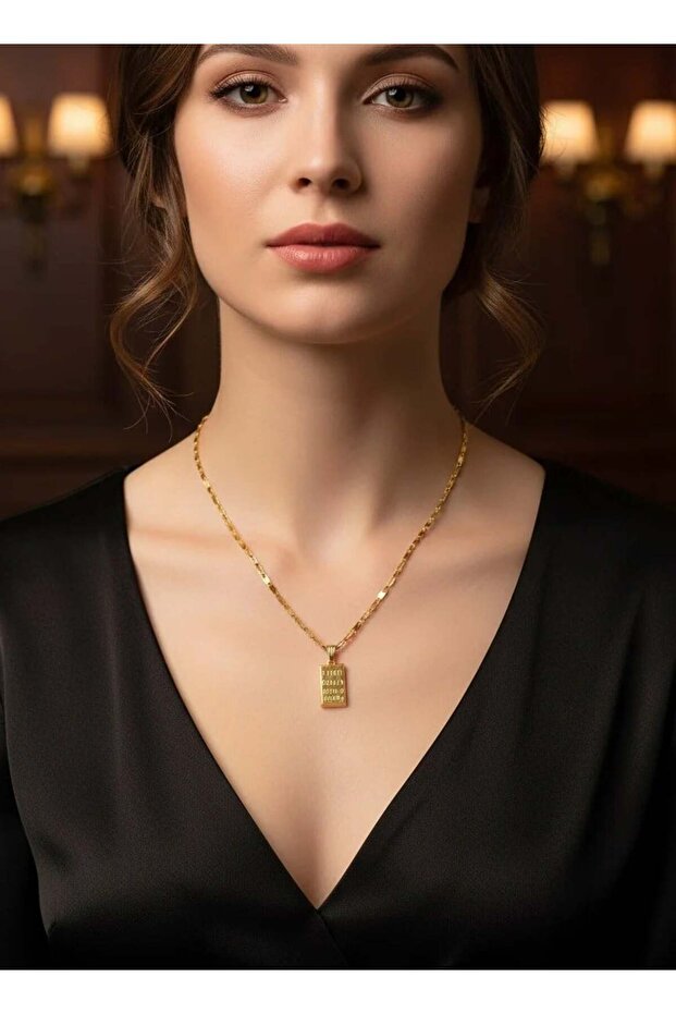 Altın Külçe Model Kolye Çelik Kolye - 1