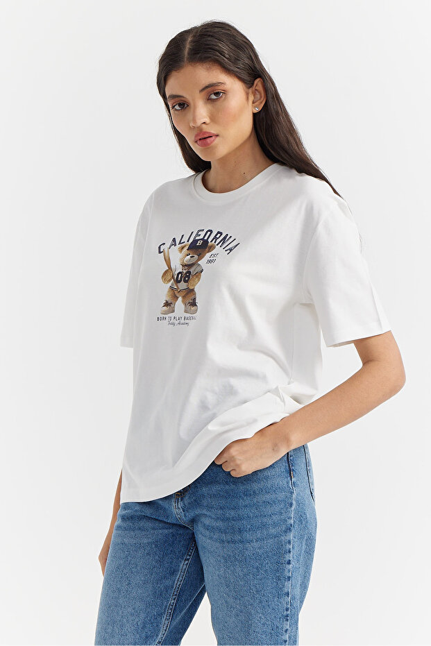 Kadın Basic Baskılı T-shirt - 3