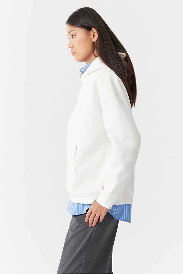 Kadın Oversize Kapüşonlu Sweat Üst - 5