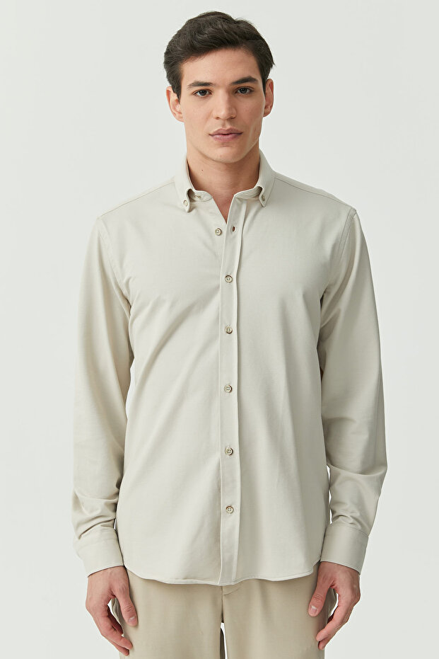 Yaka Düğmeli Regular Gömlek - 1