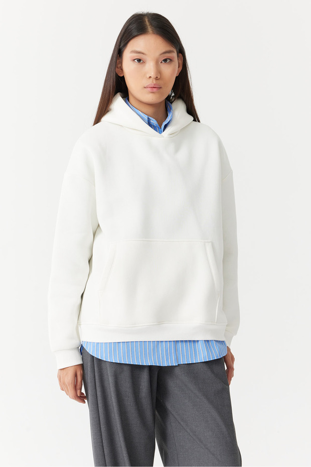 Kadın Oversize Kapüşonlu Sweat Üst - 1