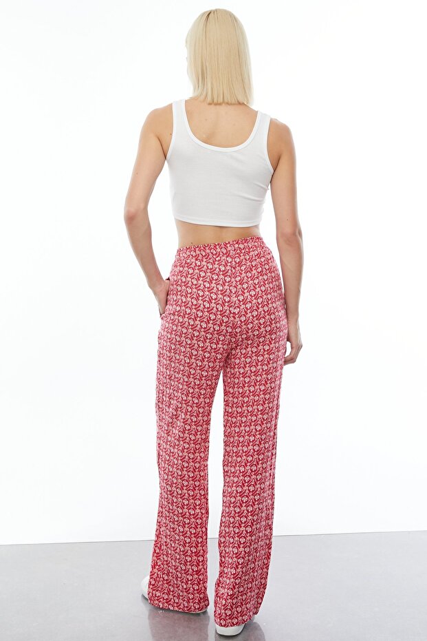 بنطلون بحزام مزين بنقوش - 6