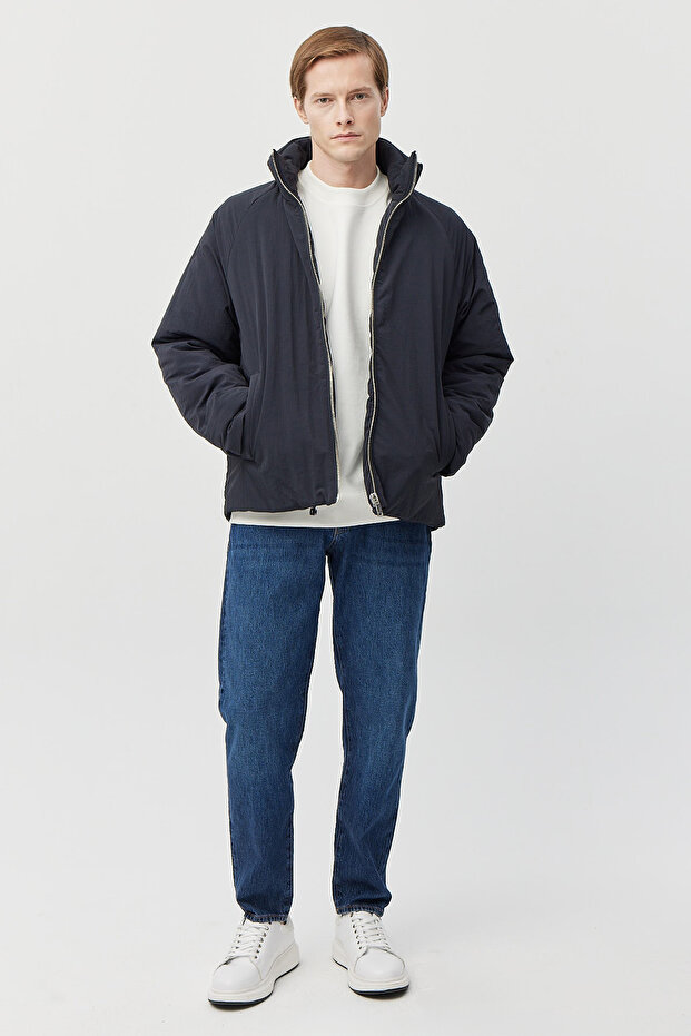 معطف بومبر للرجال ياقة مرتفعة متوسطة الطول - 6