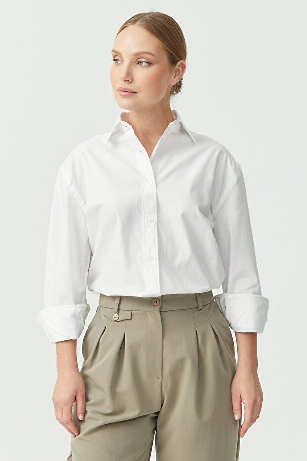 Kadın Pamuklu Gömlek - 4