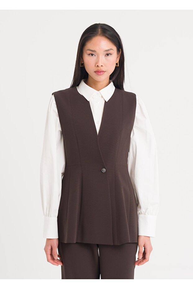 Peplum Düğmeli Yelek - 6