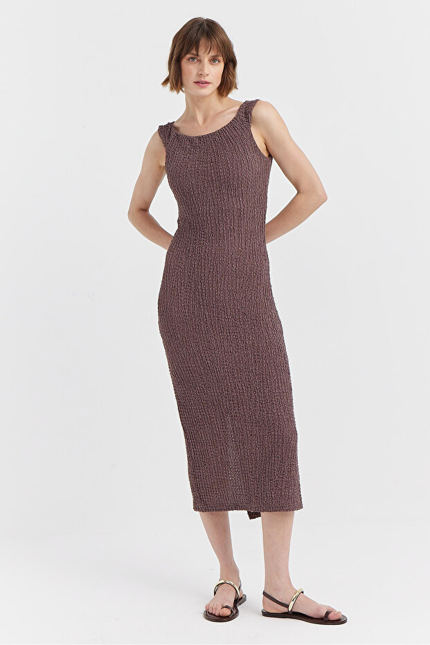 Women's Textured Slit Detailed Dress