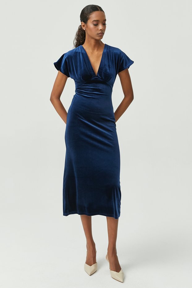 Women's V-Neck Velvet Dress