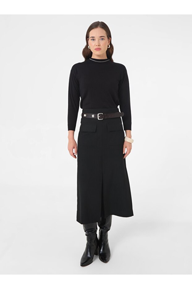 Soft Knitted Basic Sweater - Black - - 3