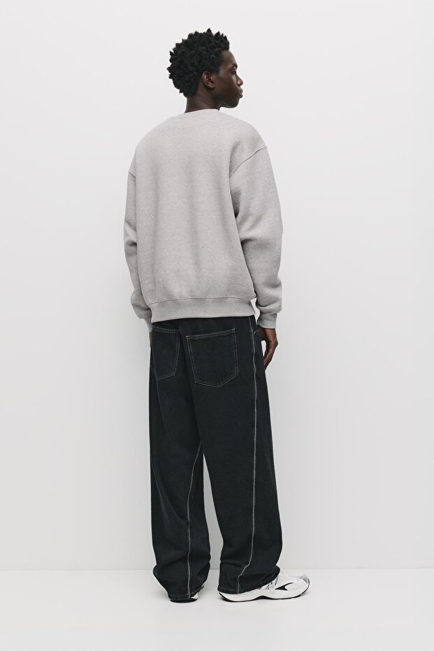 Basic bisiklet yaka sweatshirt - 4