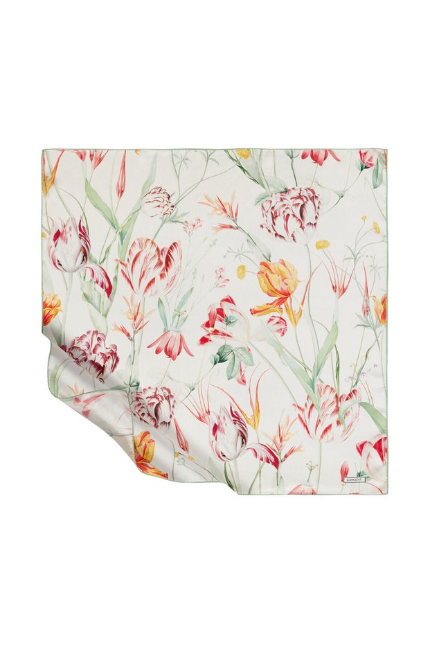 White Melancholia Patterned Tivil Silk Scarf