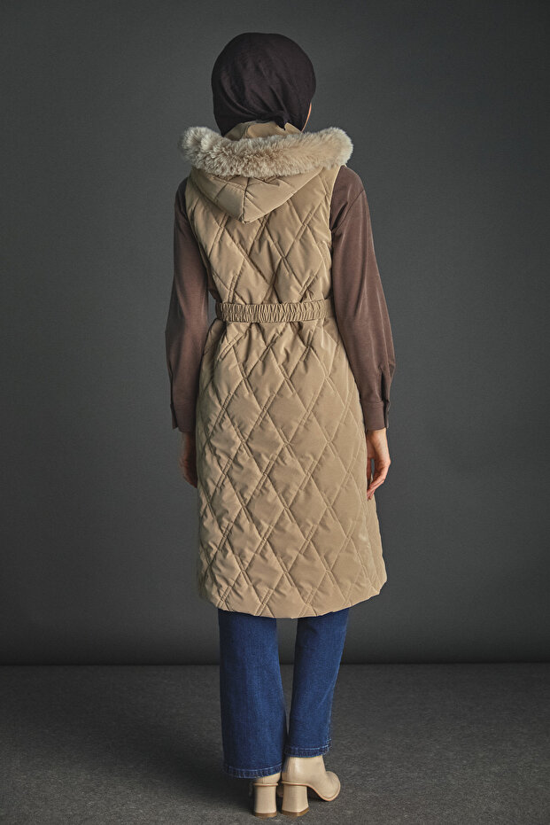 Çıkarılabilir Kapüşonlu Kapitone Yelek - 5