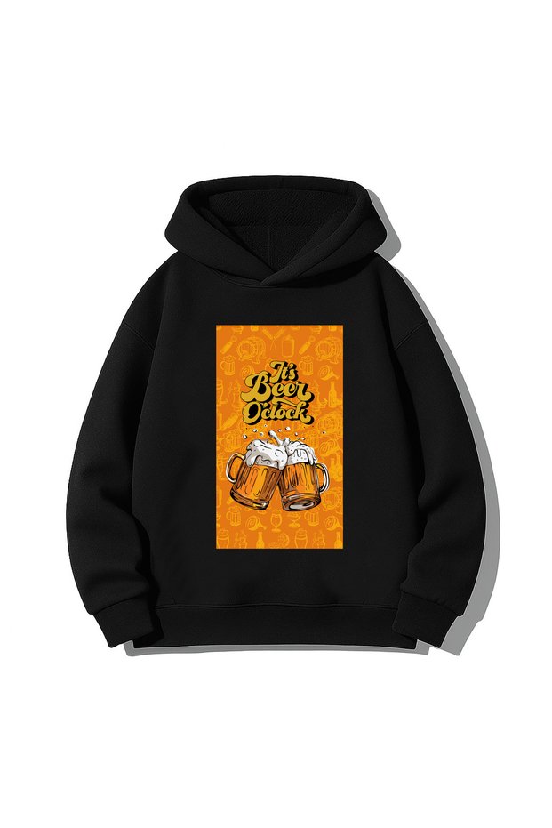 Beer Beer Printed Adult Black Hooded Hoodie Sweatshirt Hoodie