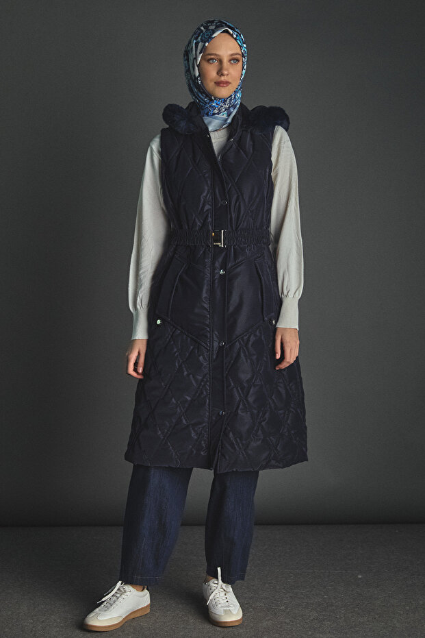 Çıkarılabilir Kapüşonlu Kapitone Yelek - 2