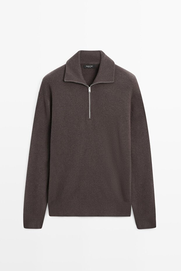 Fermuarlı dik yaka triko kazak - 5