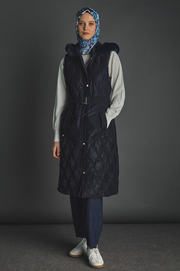 Çıkarılabilir Kapüşonlu Kapitone Yelek - 3