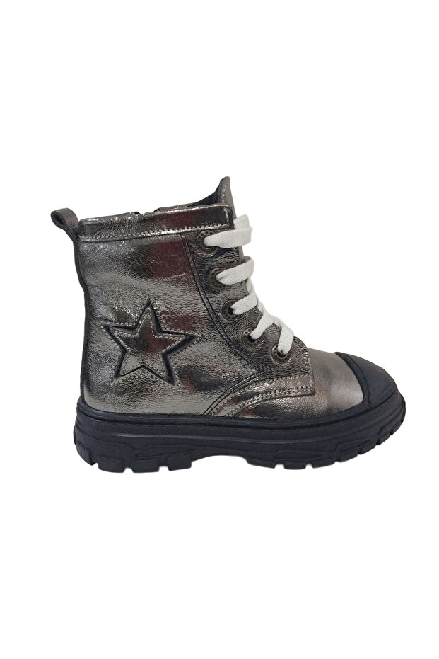 1001 Ridente Platinum Star Booties Girls' Boots 100% Leather Laced and Zippered