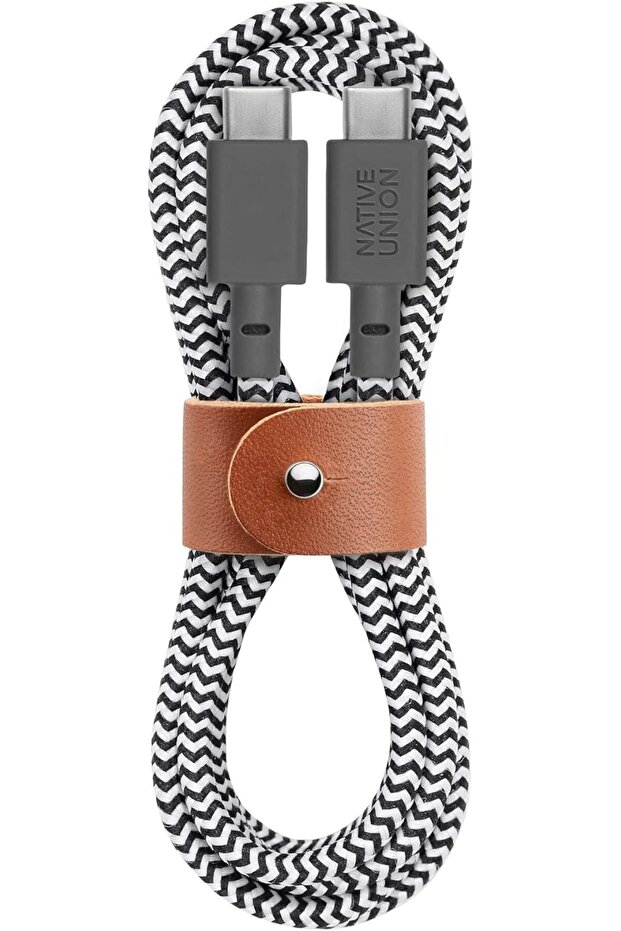 Type-C Belt Cable USB-C to USB-C 4ft (Zebra)