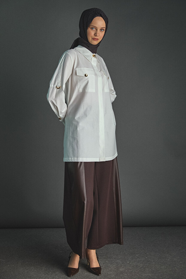 Kolları Şeritle Katlanabilir Tunik - 2