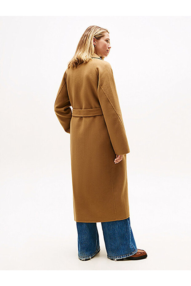 Double-Faced Wool Blend Belted Longline Coat - 6