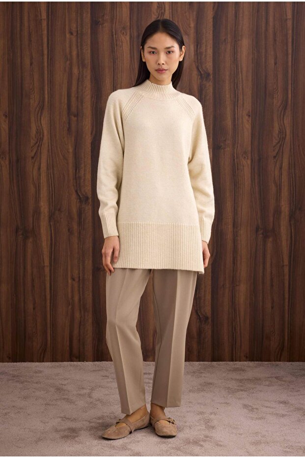 Balıkçı Yaka Basic Kazak Kemik - 5