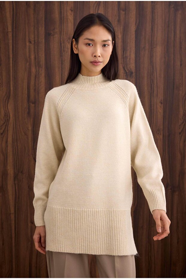 Balıkçı Yaka Basic Kazak Kemik - 4