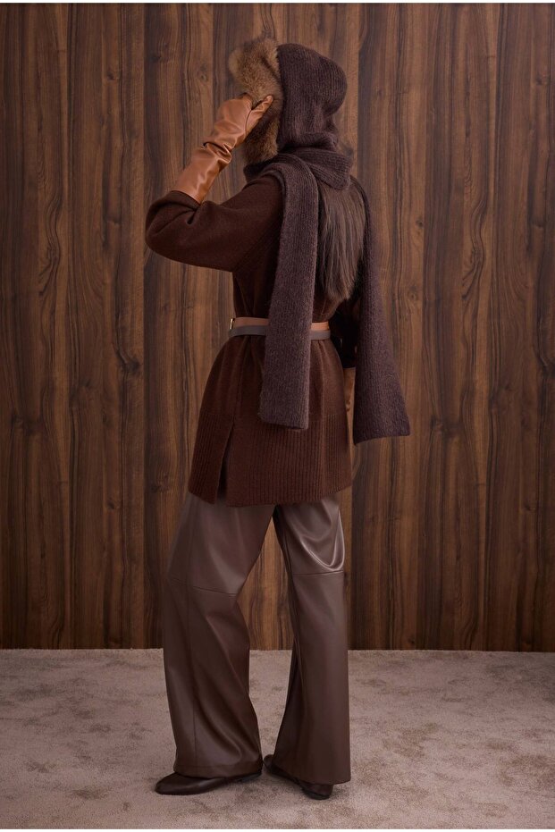 Balıkçı Yaka Basic Kazak Kahve - 5