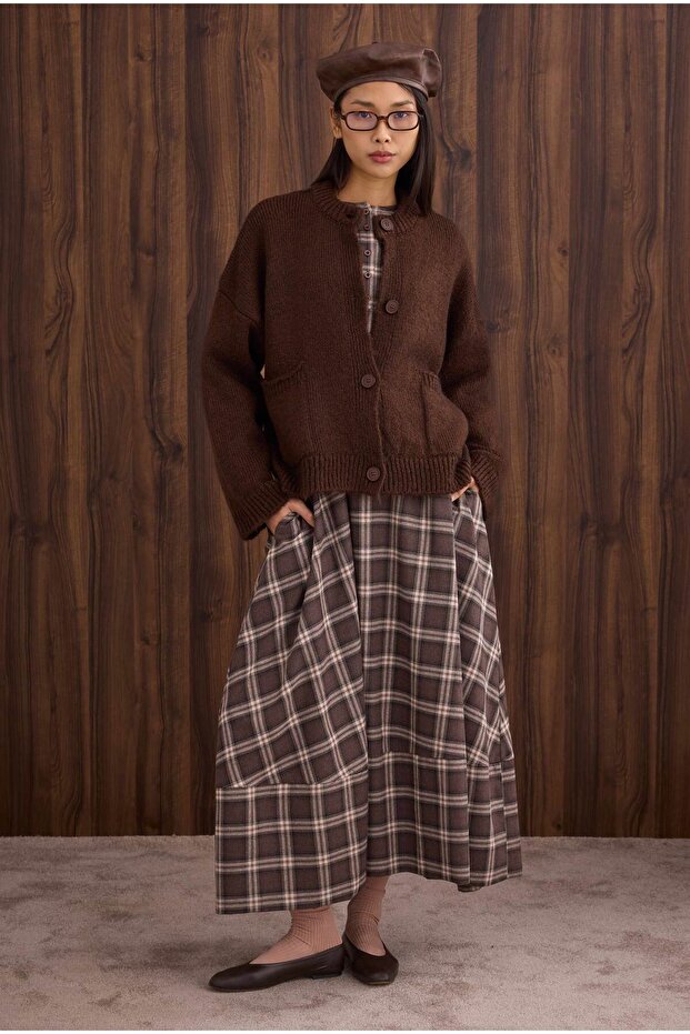 Alpaca Short Cardigan Brown