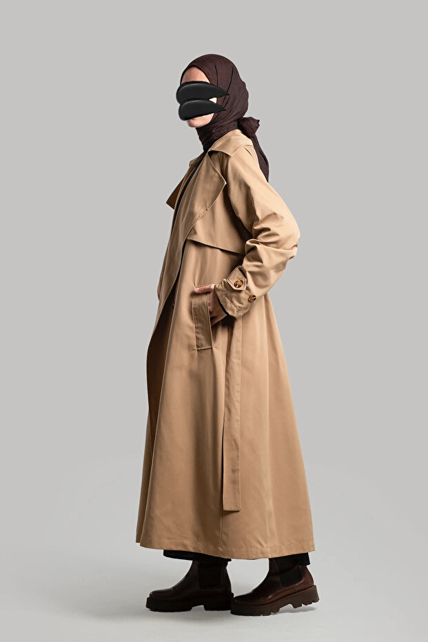 معطف واق من المطر بأزرار - جملي - 4