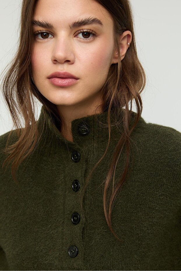 Düğmeli triko kazak - 3