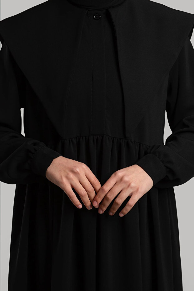 Rochie cu guler Ferace - Negru - 5