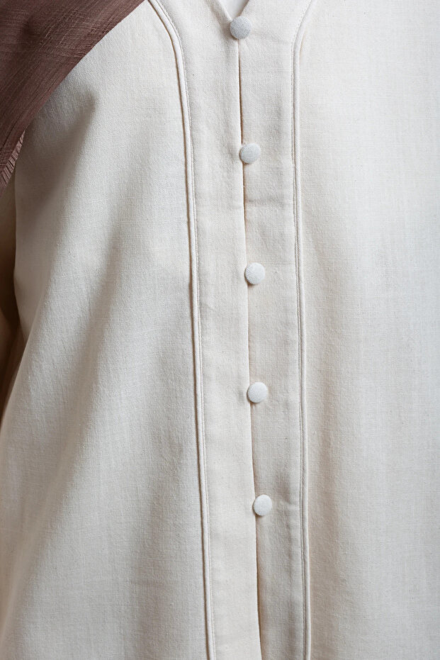 جاكيت كتان طبيعي - حجري - 3