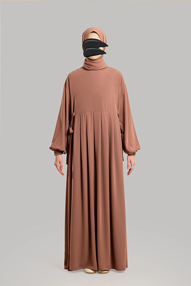 Tie-Up Pleated Dress - Yavruağzı