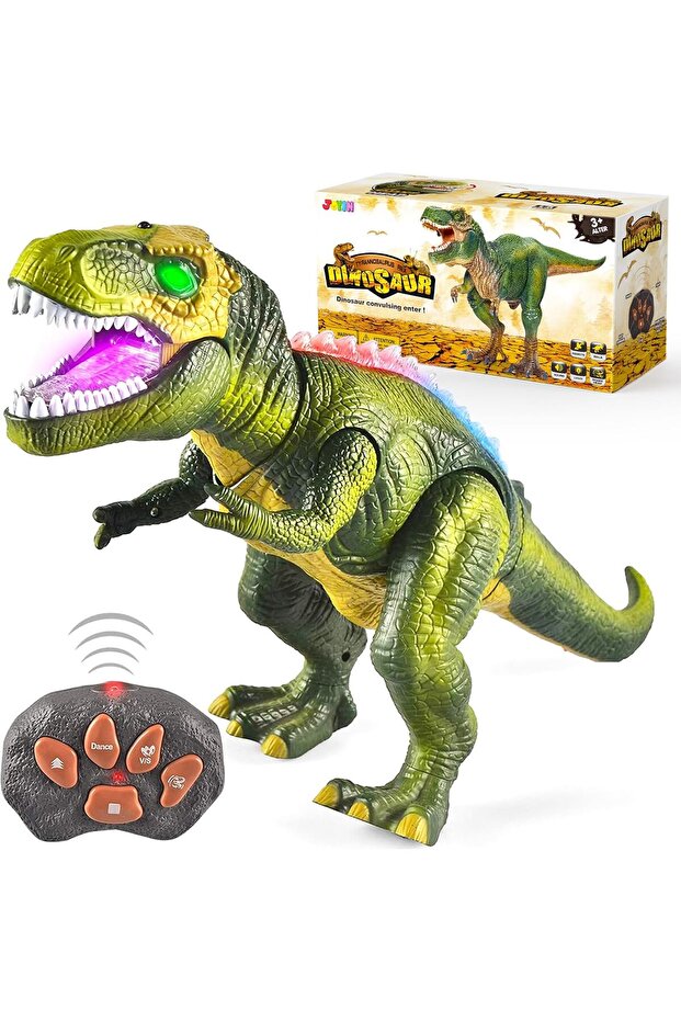 LED Light Up Remote Control Dinosaur Walking and Roaring Realistic T-Rex Dinosaur Toys