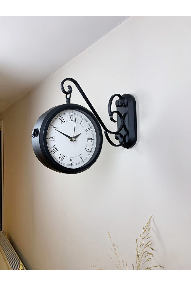 Double Sided Modern Station Wall Clock - 36X25 cm