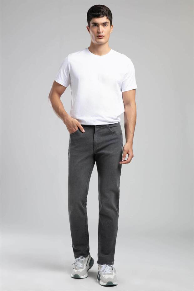 Rico High Waist Straight Cut Straight Leg Gray Men's Jean Trousers