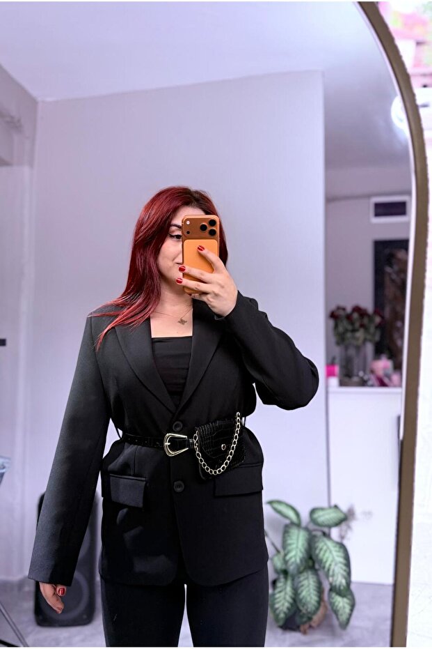 Kemerli Çantalı Ceket - 1