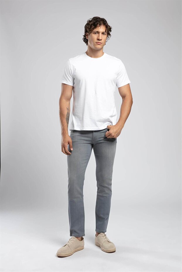 Marco normal waist slim cut straight leg blue men's jean pants
