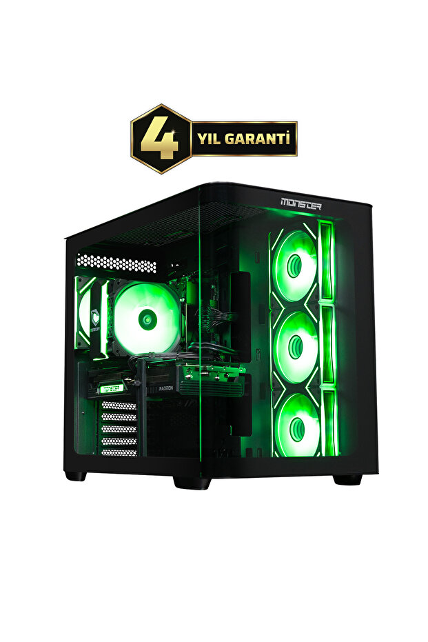 MONSTER Tulpar TD3 V1.9.6 i5 14400F H610 16GB 1TB RX9060 XT Freedos Masaüstü Bilgisayarı - Siyah