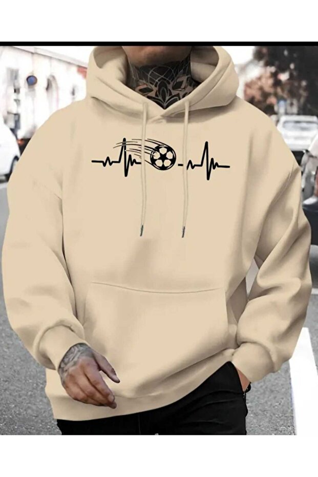 Football Ball Heartbeat Printed Hoodie