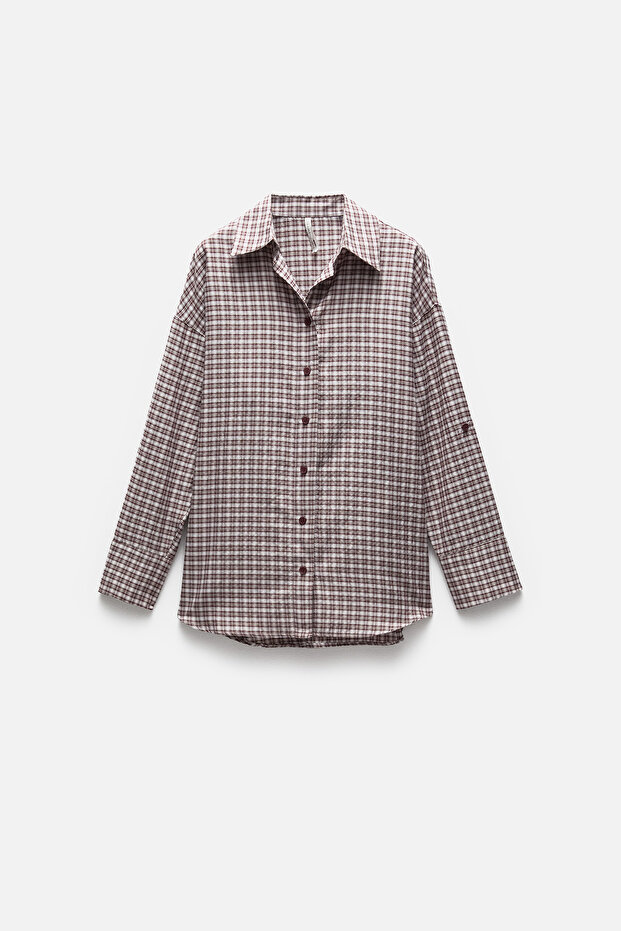 Ekose Oversize Gömlek - 7